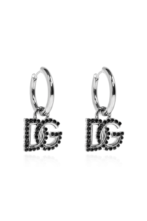 Silver Single earring with a pendant in the shape of a logo